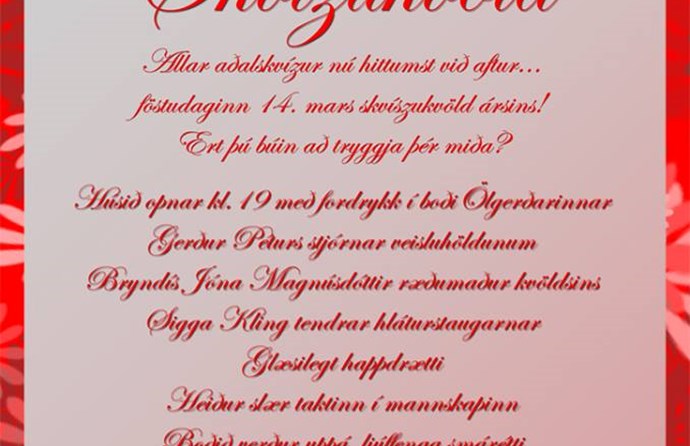 Skvísukvöld á föstudag